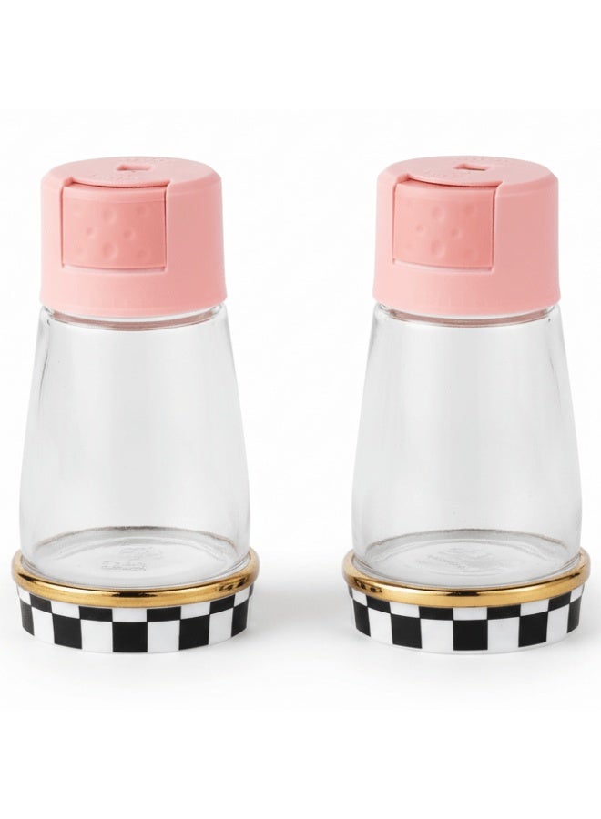 Mayflower Glass & Ceramic Salt and Pepper Shaker Set – Black & White Dining Accessories - Image 1
